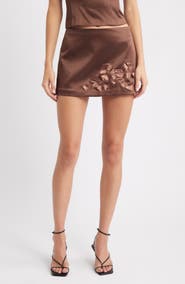 LoveShackFancy Nadina Bow Satin Miniskirt