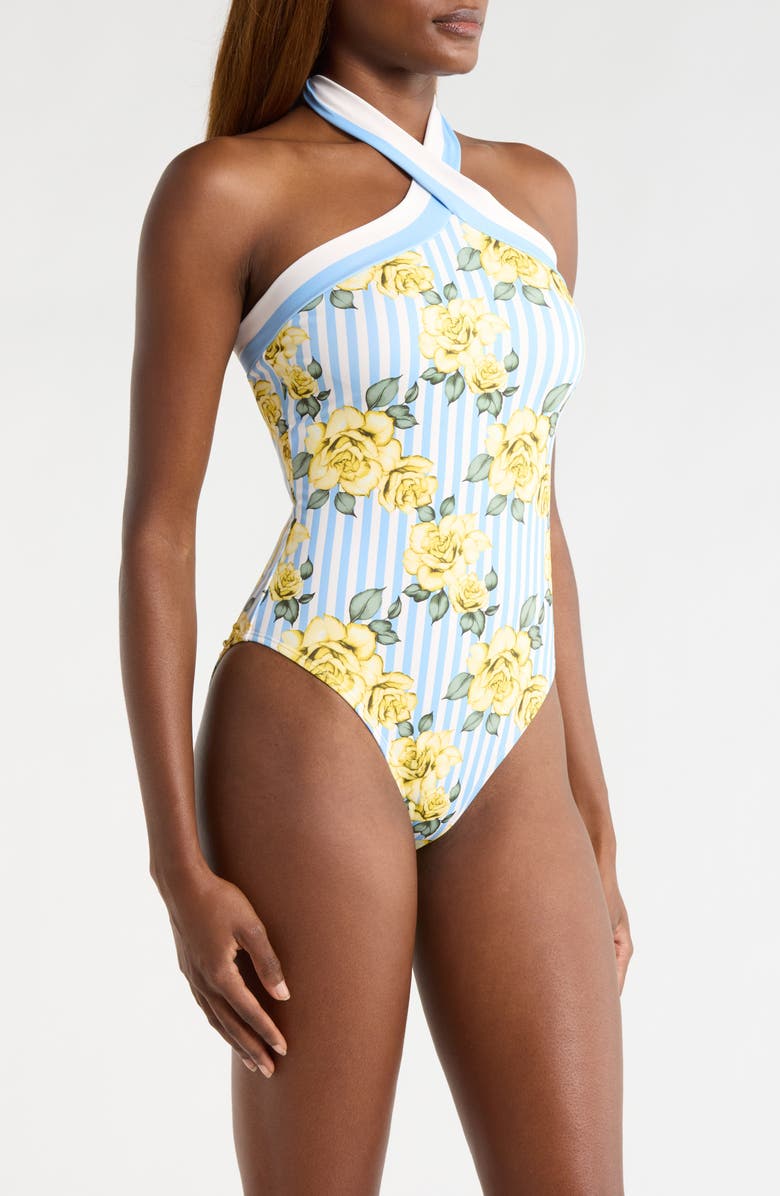 Hutch Halter One-Piece Swimsuit, Alternate, color, Yellow Rose