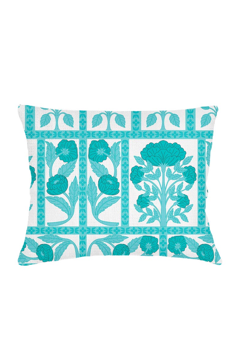 Blossom Field Linen Dutch Euro Pillow with Down Insert, Main, color, Teal