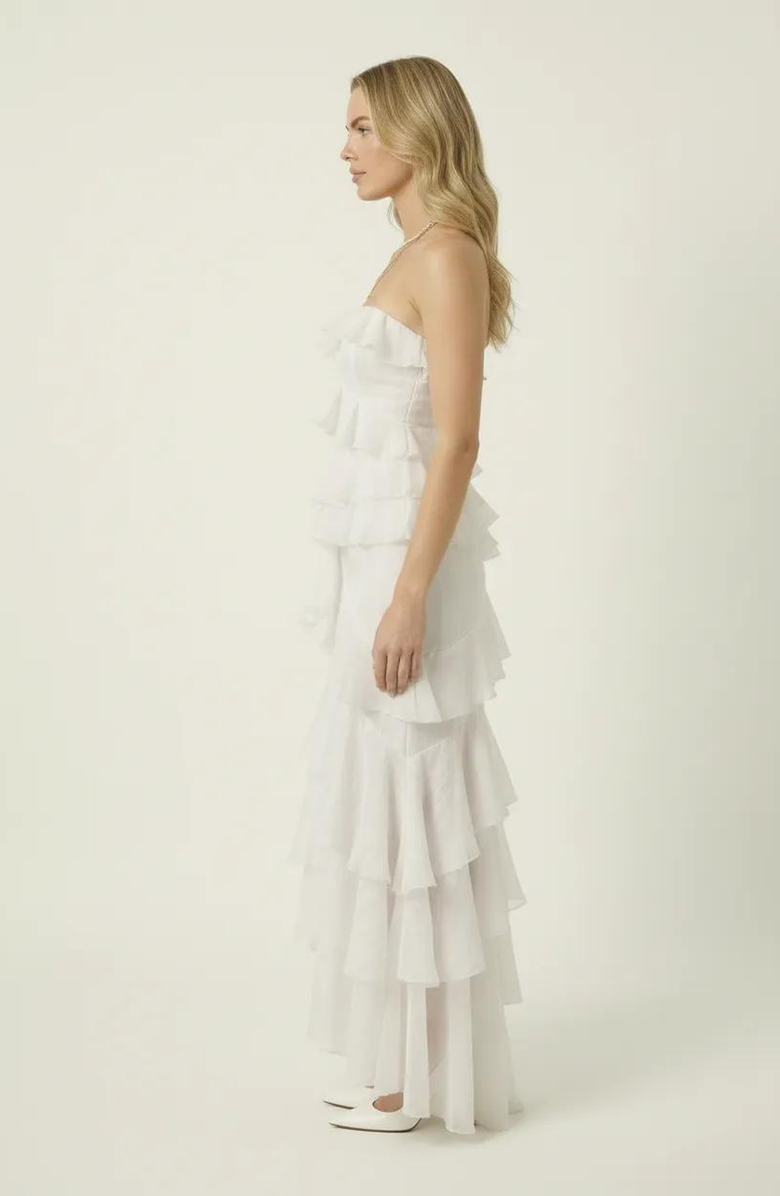 Modenaire Strapless Tiered Ruffle Maxi Dress, Alternate, color, Ivory