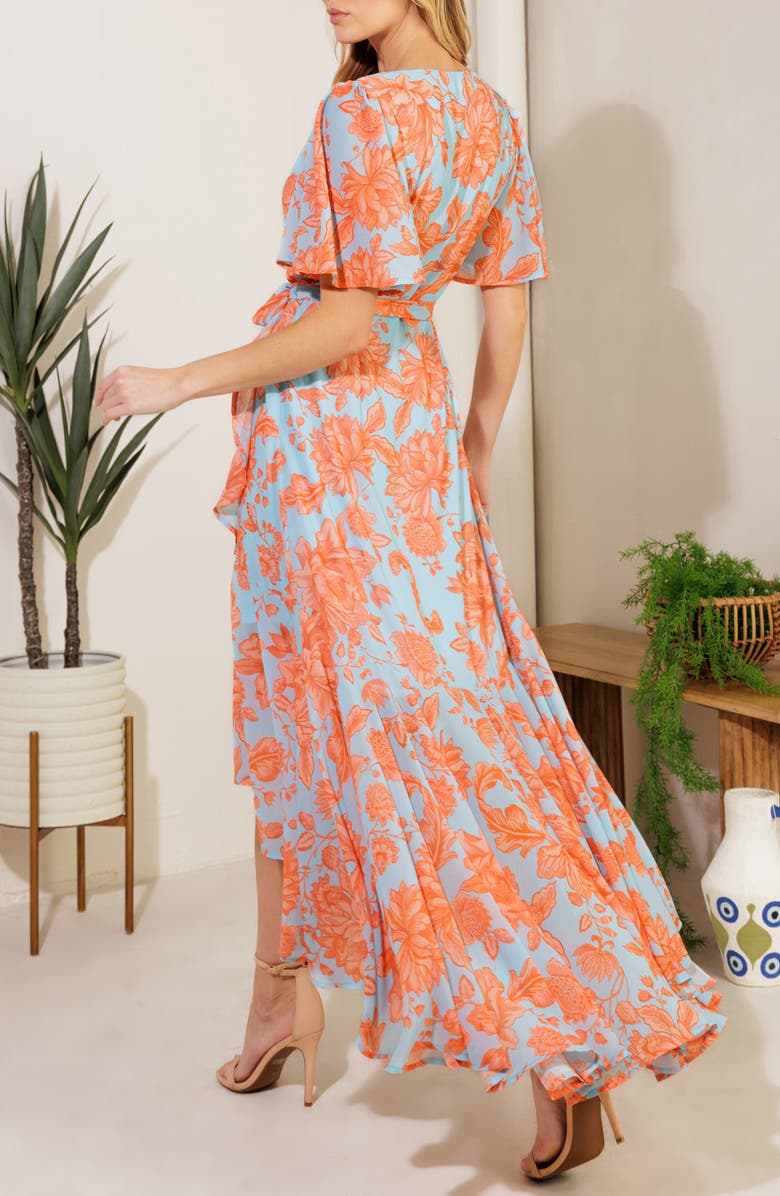 FLYING TOMATO Flutter Sleeve Wrap Style Dress, Alternate, color, 