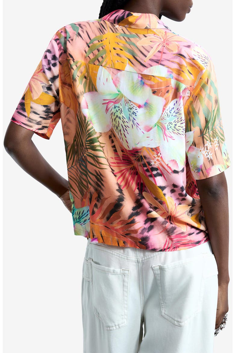 Tropical Notched Collar Shirt, Alternate, color, PINK