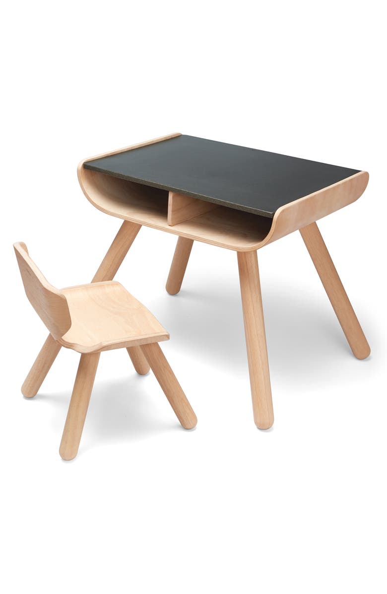 PlanToys<sup>®</sup> Chalkboard Table & Chair, Alternate, color, Brown