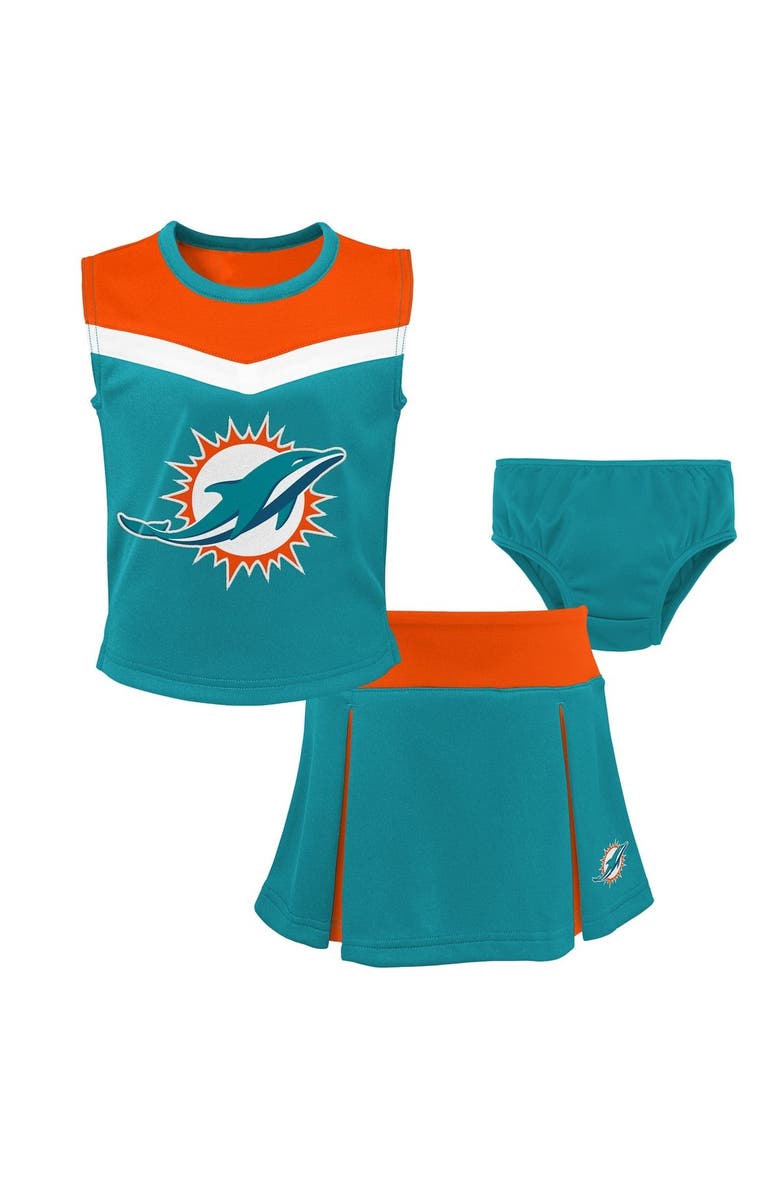 Outerstuff Girls Preschool Aqua Miami Dolphins Spirit Cheerleader Two-Piece Set with Bloomers, Main, color, Aqua