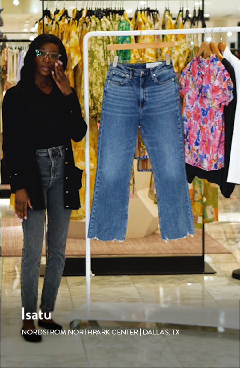 Casey Raw Hem High Waist Ankle Flare Jeans, sales video thumbnail