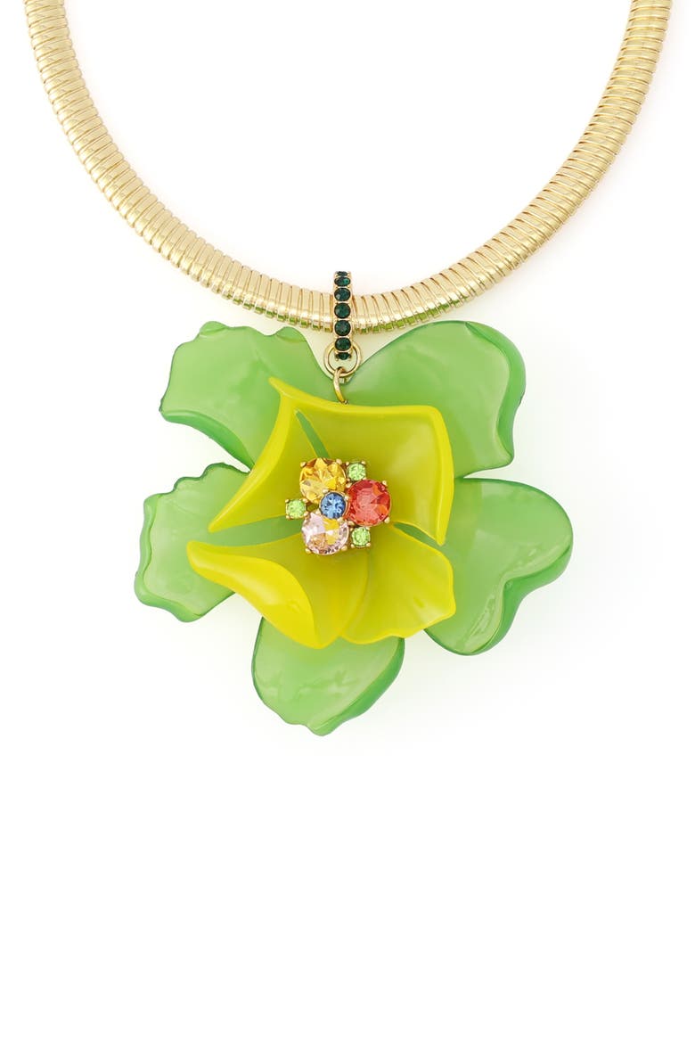 Resin Floral Collar Necklace, Alternate, color, GREEN