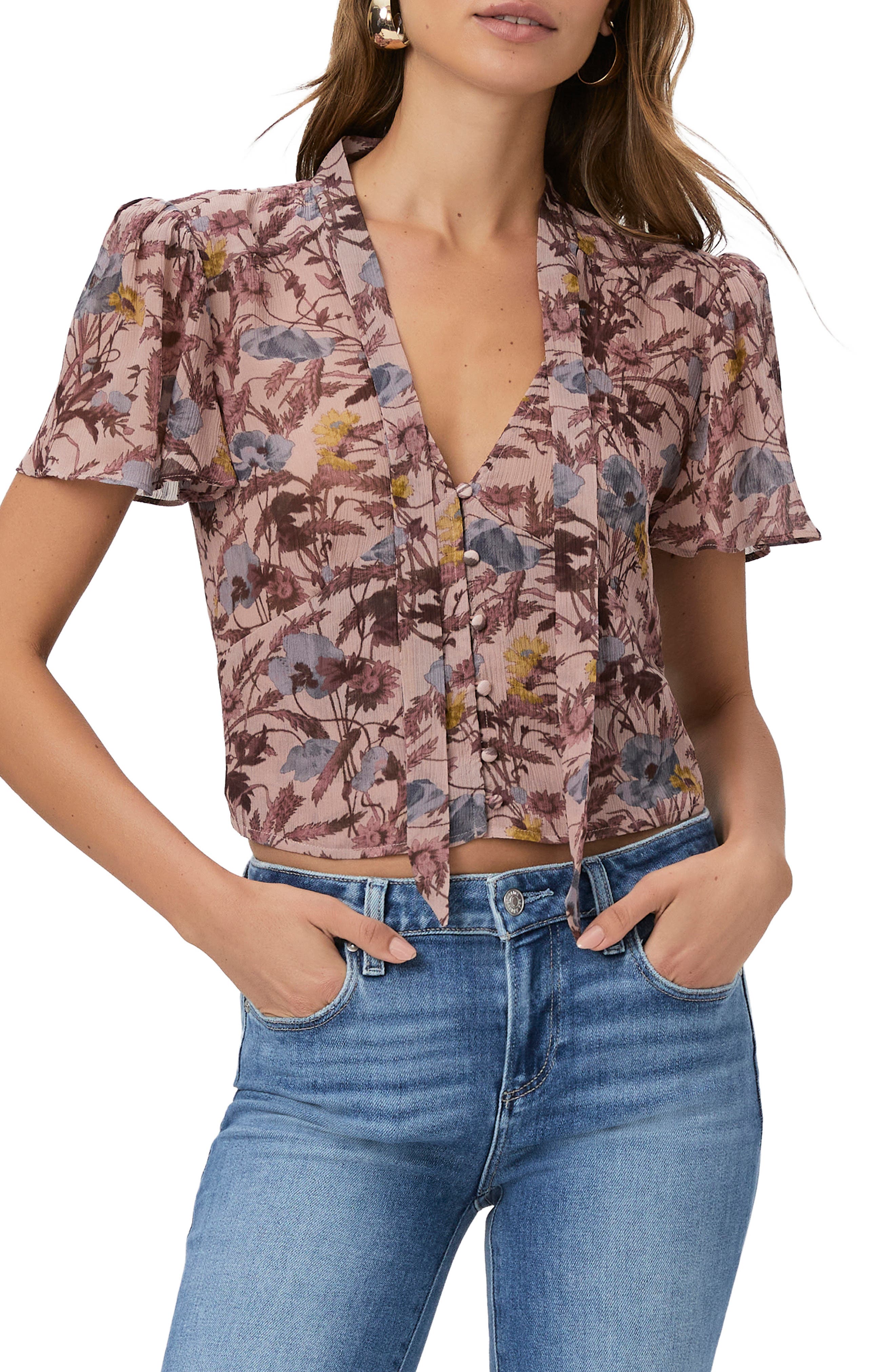 PAIGE Ayla Tie Neck Silk Top