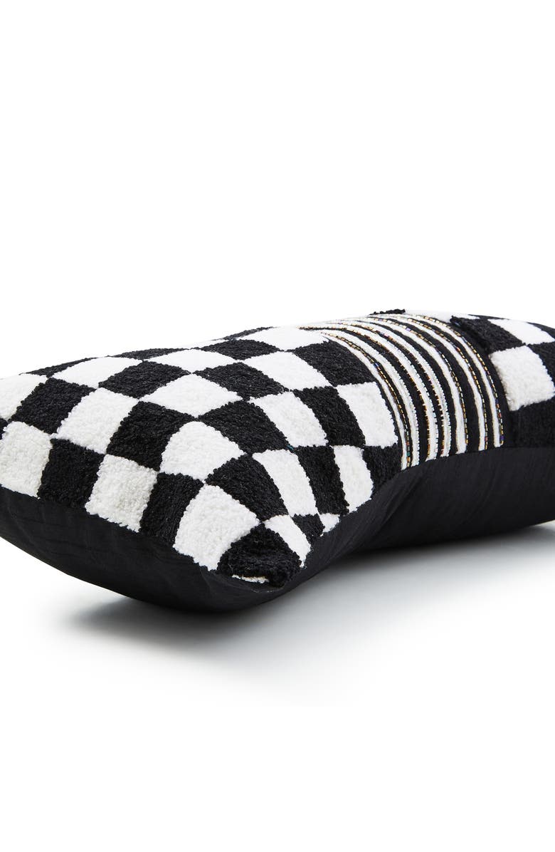 MACKENZIE CHILDS Black Check Bow Throw Pillow, Alternate, color, Black