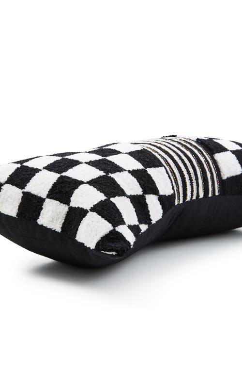 Mackenzie-childs Mackenzie Childs Black Check Bow Throw Pillow In Black