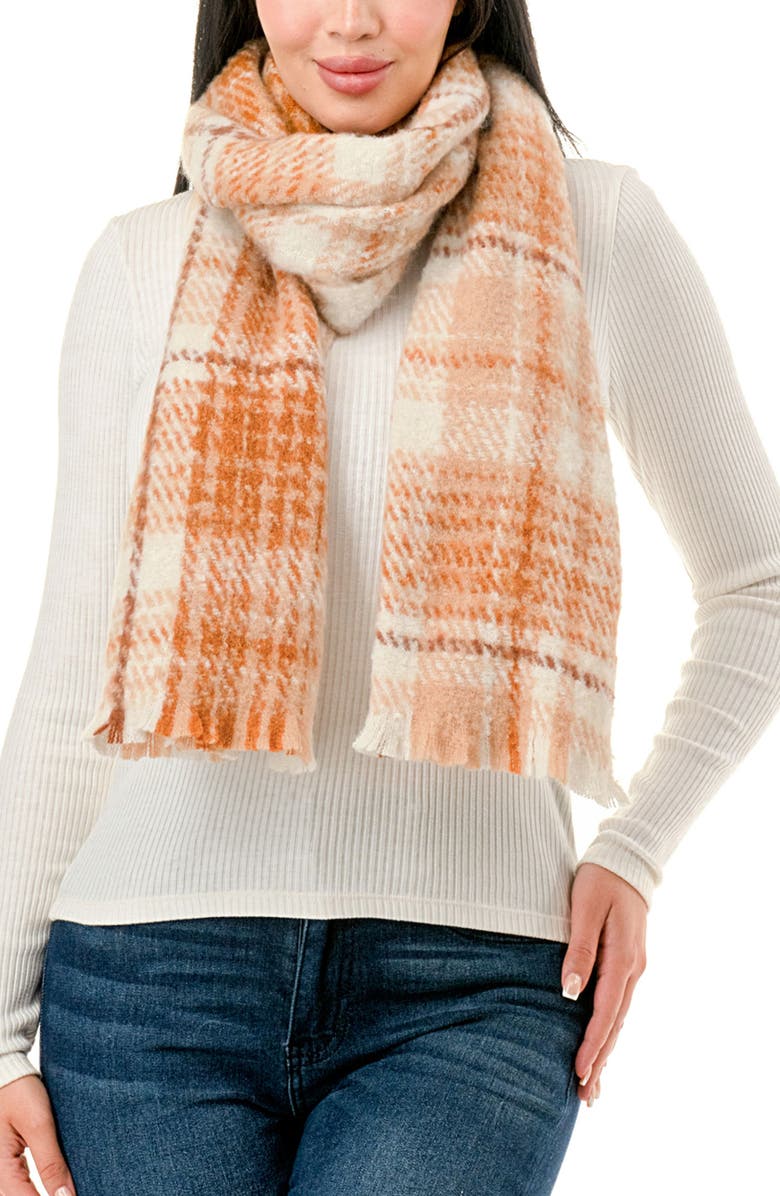 MARCUS ADLER Plaid Scarf, Main, color, Rust