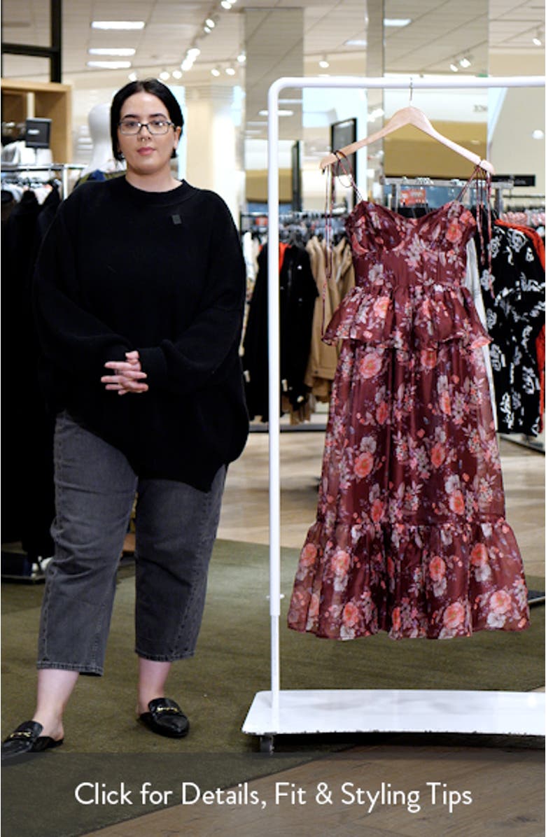 Mazy Floral Peplum Tiered Maxi Dress, sales video thumbnail