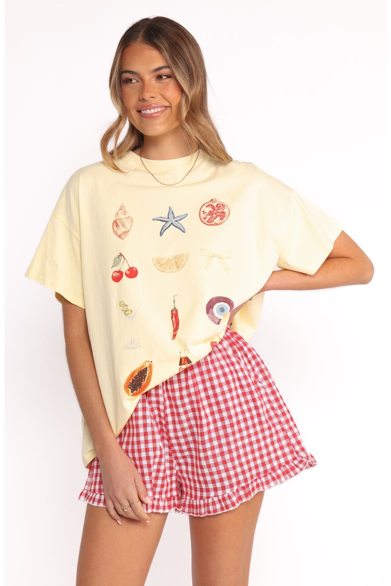 Daphne Graphic T-Shirt & Gingham Shorts Set, Alternate, color, YELLOW RED GINGHAM