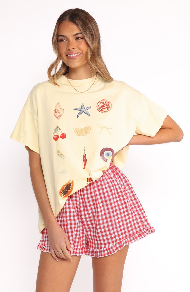 Petal & Pup Daphne Graphic T-Shirt & Gingham Shorts Set, Alternate, color, Yellow Red Gingham