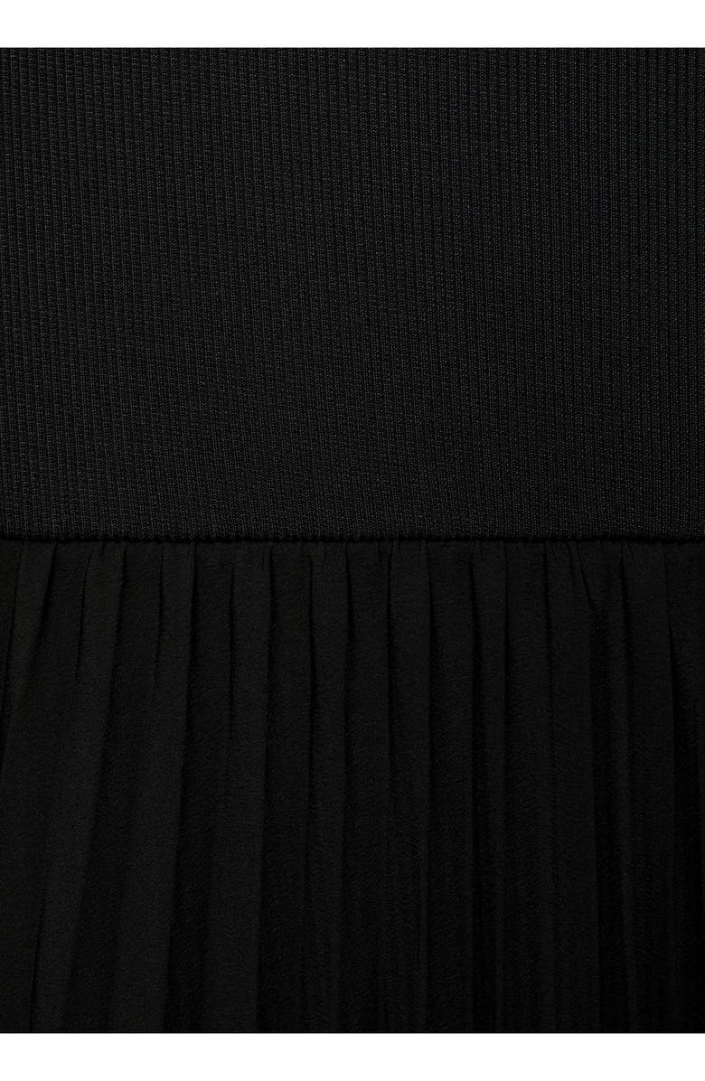 MANGO Belted Pleated Sleeveless Midi Dress, Alternate, color, Black