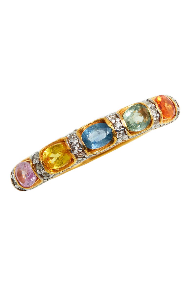 Yellow Gold Vermeil Multicolor Sapphire Ring - Size 7, Main, color, YELLOW