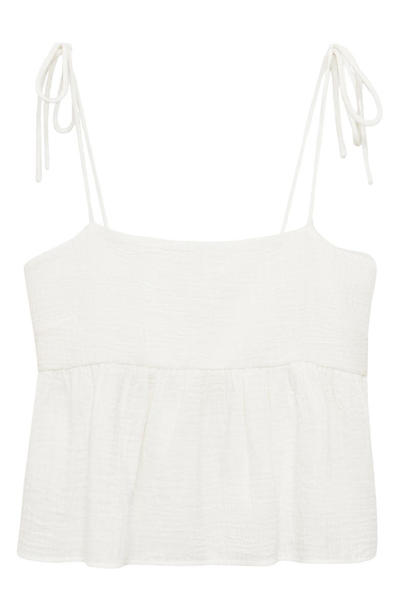 MANGO Cotton Peplum Top, Alternate, color, White