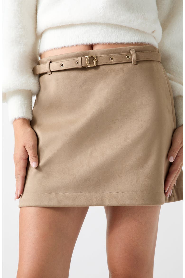 New Grace Faux Suede Miniskirt, Alternate, color, LIGHT BEIGE
