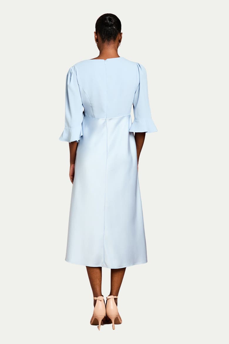 Satin Back Crepe Wrap Dress, Alternate, color, Pale Blue