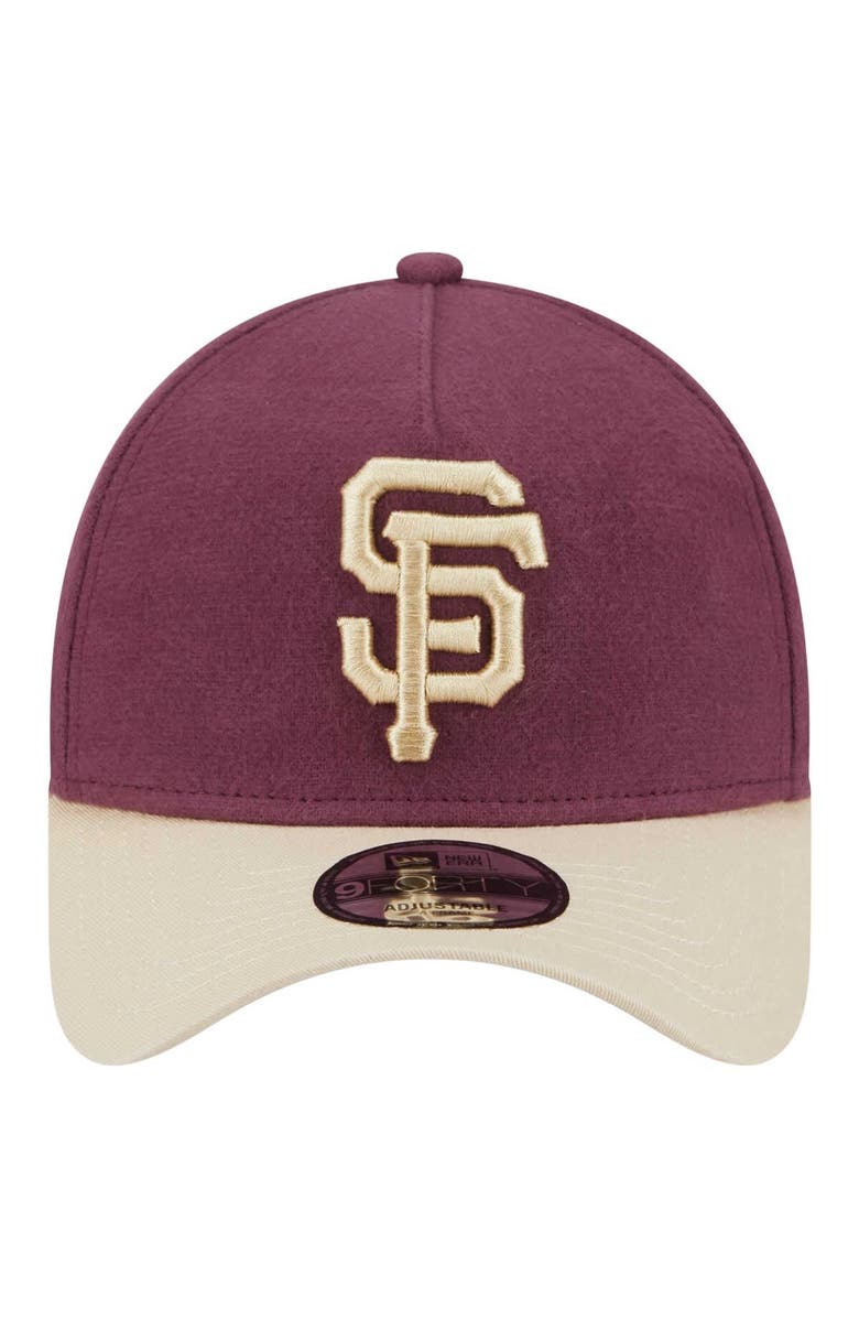 New Era Men's New Era Maroon San Francisco Giants Moleskin Crown A-Frame 9FORTY Adjustable Hat, Alternate, color, Maroon