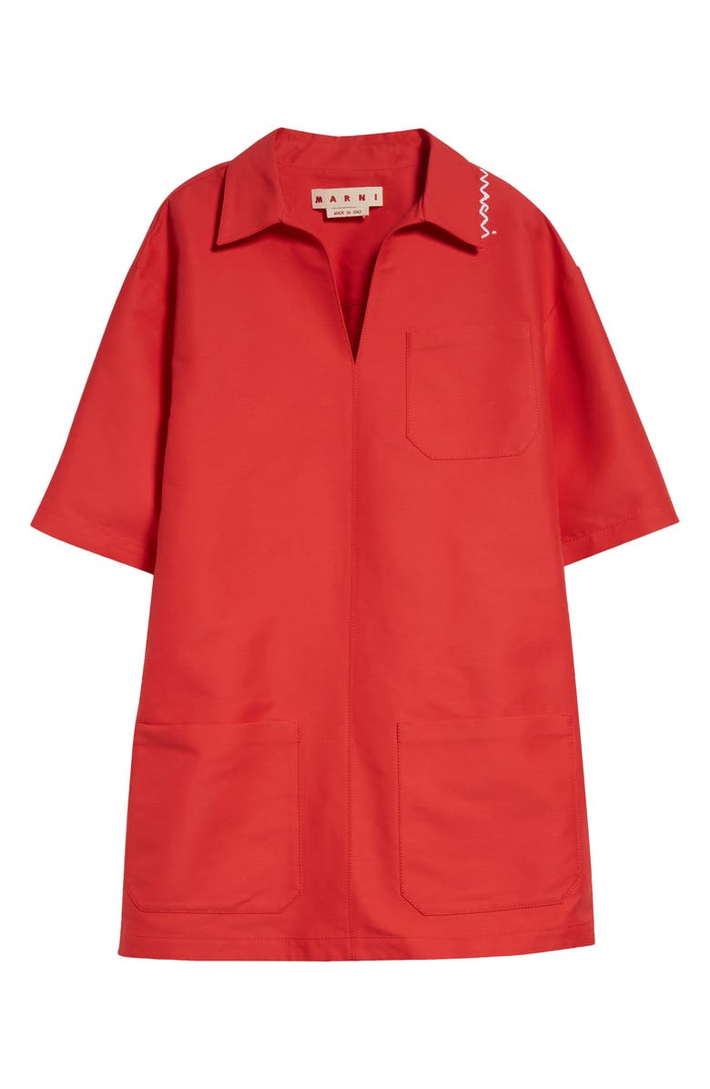 Marni Embroidered Logo Boxy Minidress, Alternate, color, 