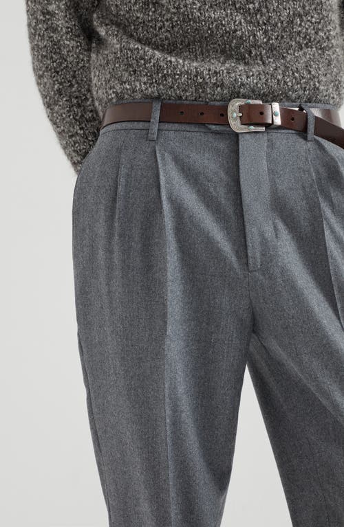 Brunello Cucinelli Leisure Fit Trousers With Double Pleats In Gray