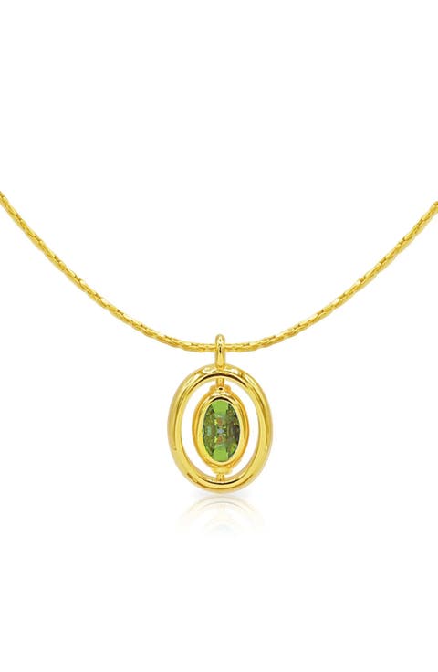 Oval Birthstone Pendant Necklace