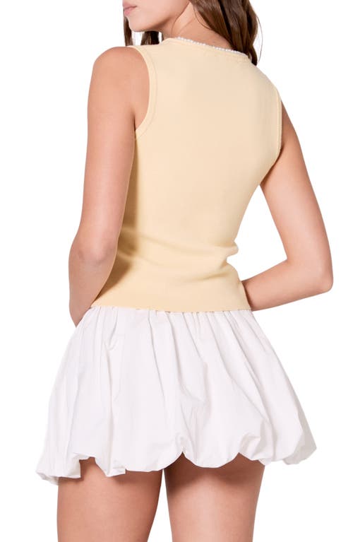 Endless Rose Imitation Pearl Trim Knit Tank In Butter
