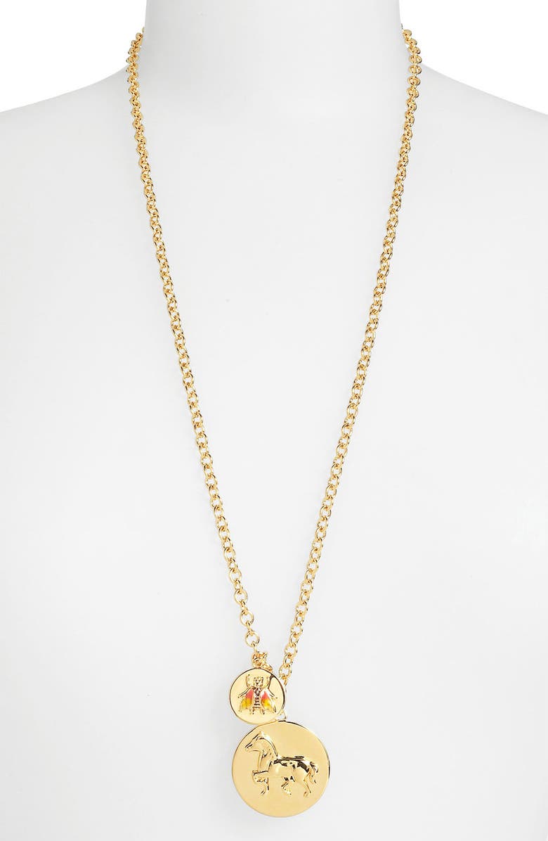 Tory Burch 'Buddy' Long Cluster Pendant Necklace, Alternate, color,