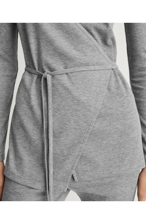 Mango Wrap Rib Cardigan In Grey
