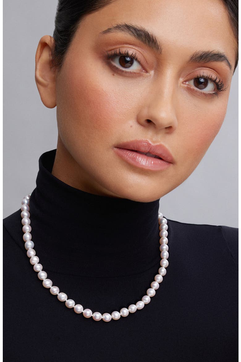 'Luna' 10mm Pearl Necklace, Alternate, color, SILVER