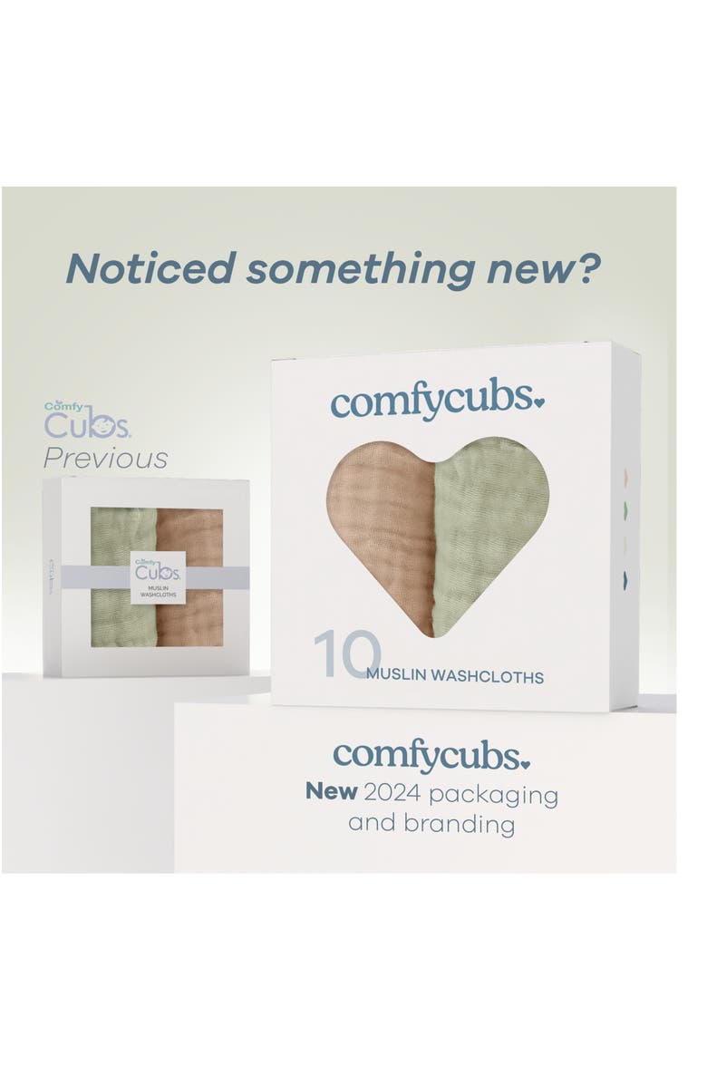 Comfy Cubs Muslin Washcloths - Pack of 10, Alternate, color, Multicolor