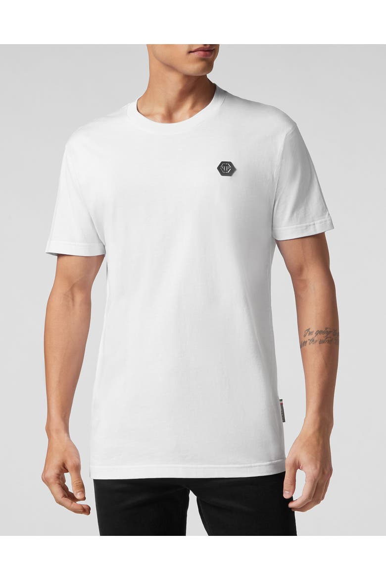 T-Shirt Round Neck Skull&Bones Men, Main, color, white