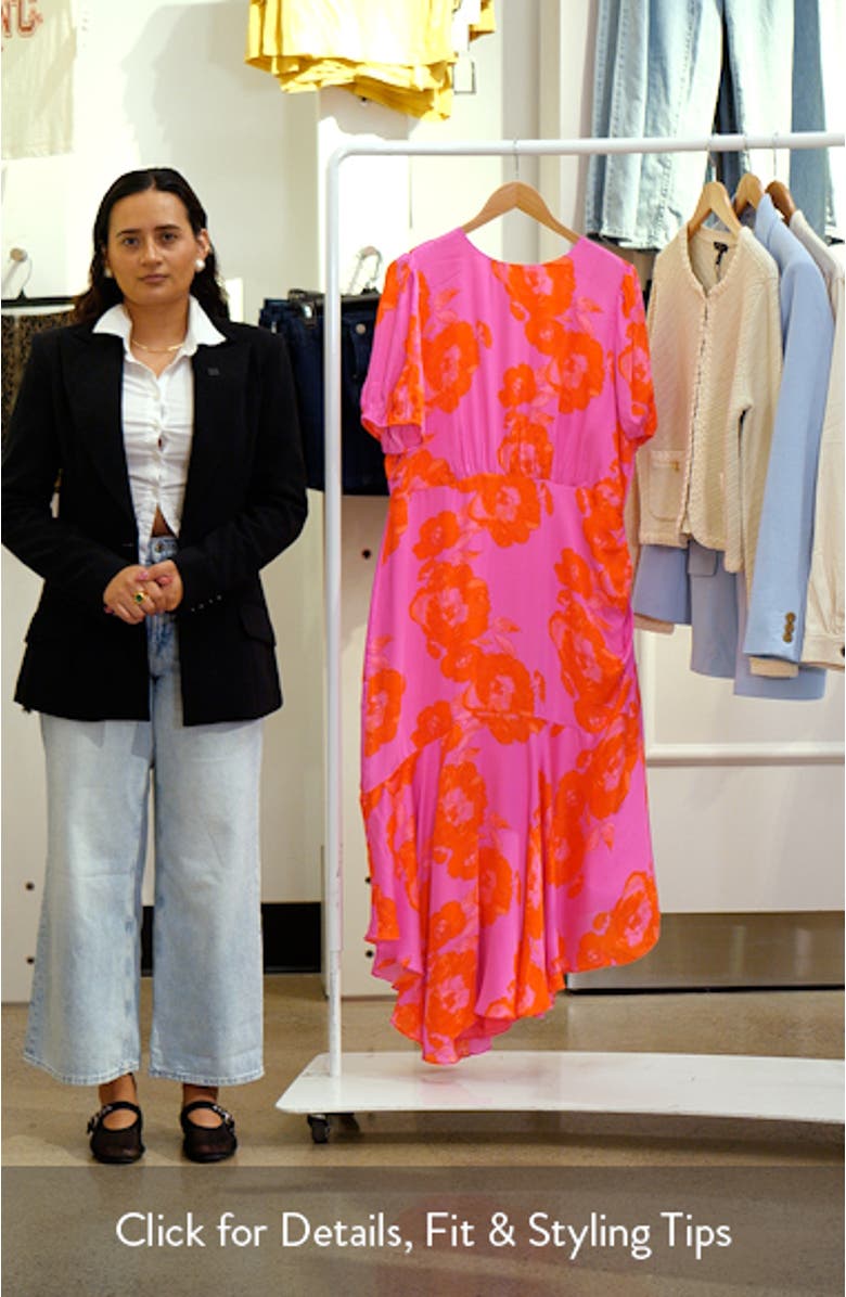 Lailah Floral Balboa Asymmetric Midi Dress, sales video thumbnail