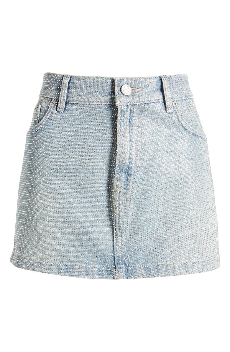 PURPLE BRAND Hotfix Metallic Studded Denim Miniskirt, Alternate, color,