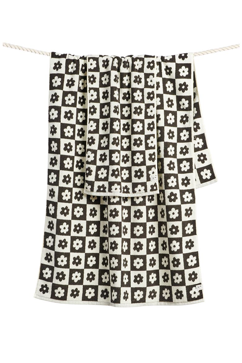 Gigi Floral Cotton Bath Towel, Alternate, color, BLACK
