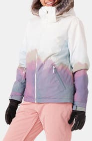 Roxy Jet Ski Technical Snow Jacket with Removable Faux Fur Trim & Hood