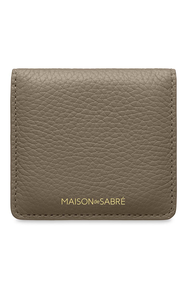 Leather Compact Mirror, Main, color, Cashmere Matcha