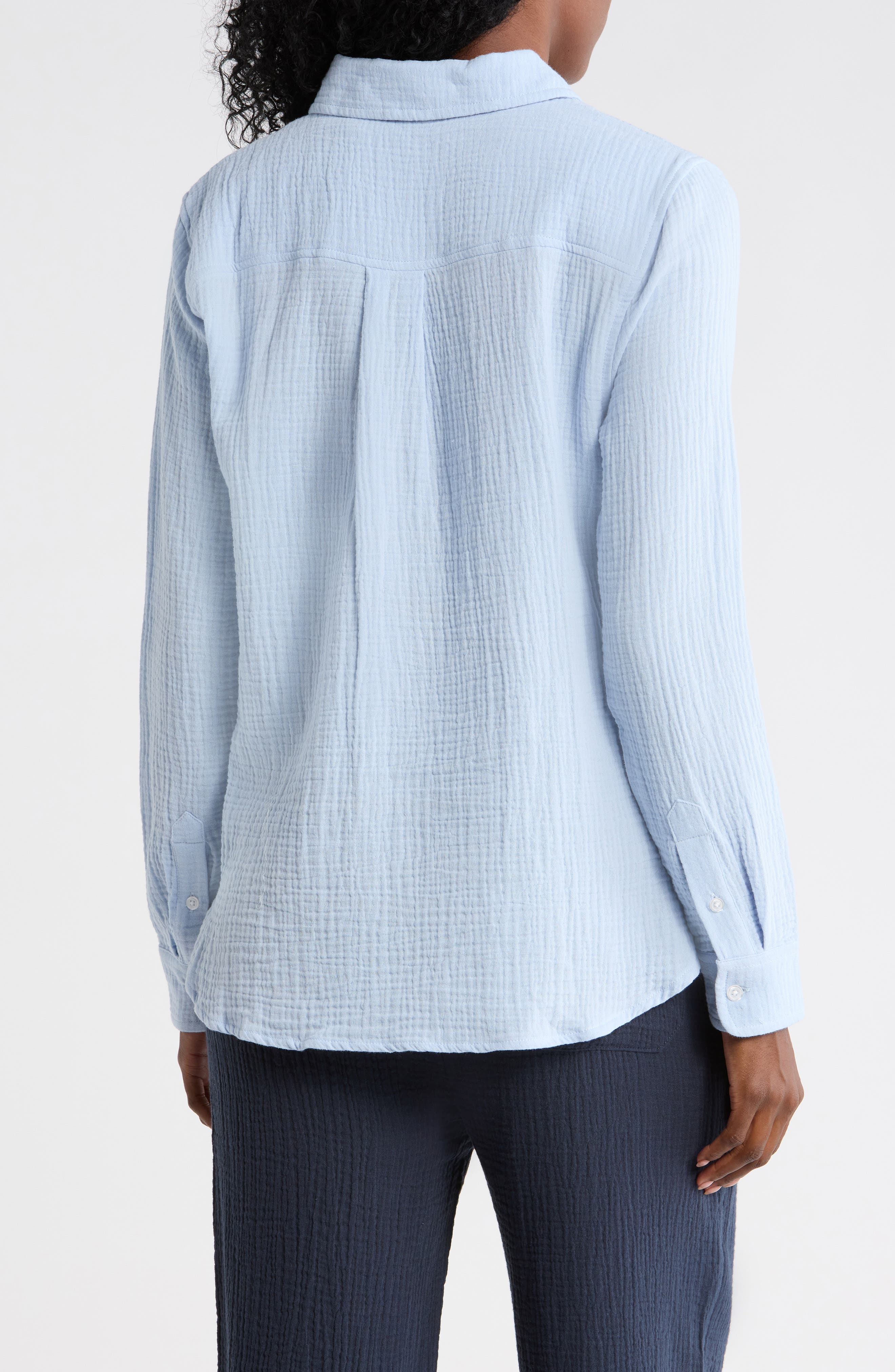 Long Sleeve Cotton Gauze Button-Up Shirt - image 4