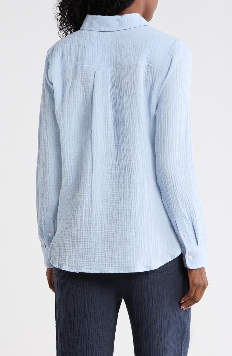 ELIE ELIE TAHARI Long Sleeve Cotton Gauze Button-Up Shirt, Alternate, color, Light Blue