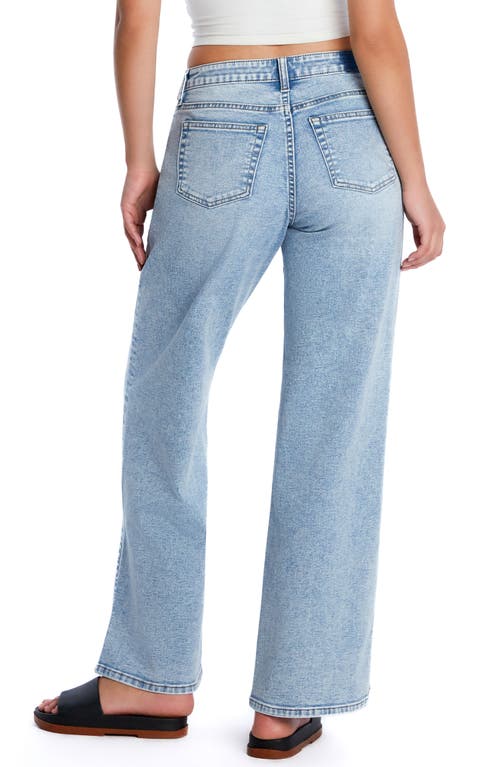 Hint Of Blu Clever Side Slit High Waist Wide Leg Jeans In Authentic Blue
