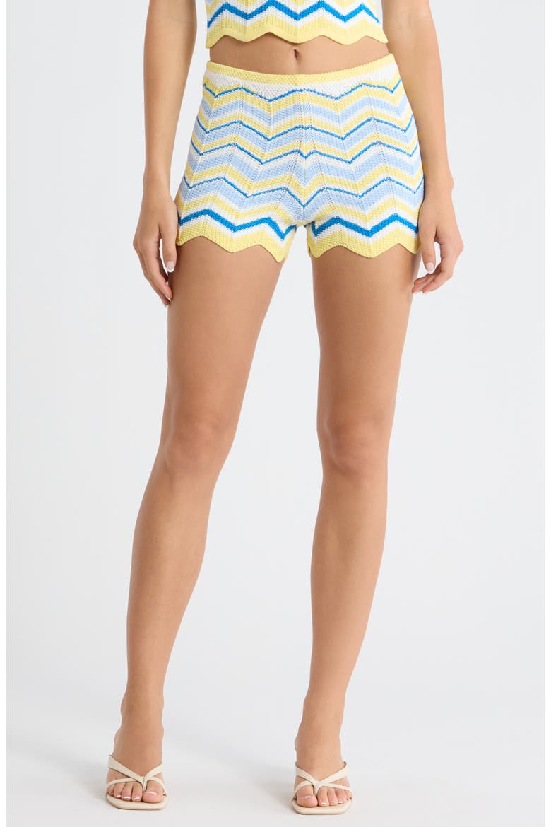 Chevron Knit Cover-Up Microshorts, Main, color, LEMON DAZE