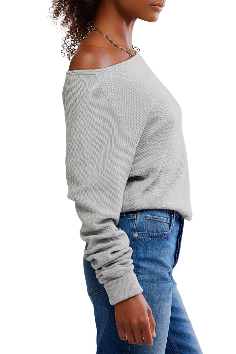 Jess One-Shoulder Thermal Top, Alternate, color, HEATHER GREY