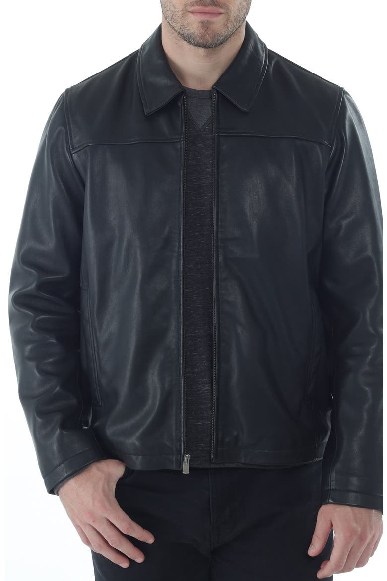 Lambertville Leather Jacket, Main, color, BLACK