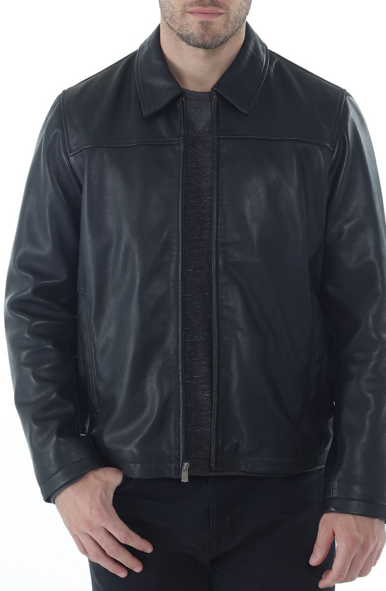 Missani Le Collezioni Lambertville Leather Jacket, Main, color, Black