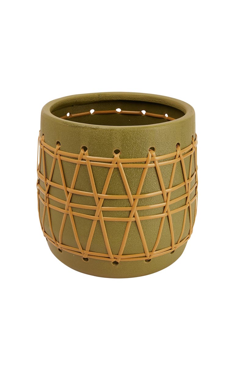 Storied Home Planter with Woven Design, Main, color, Green
