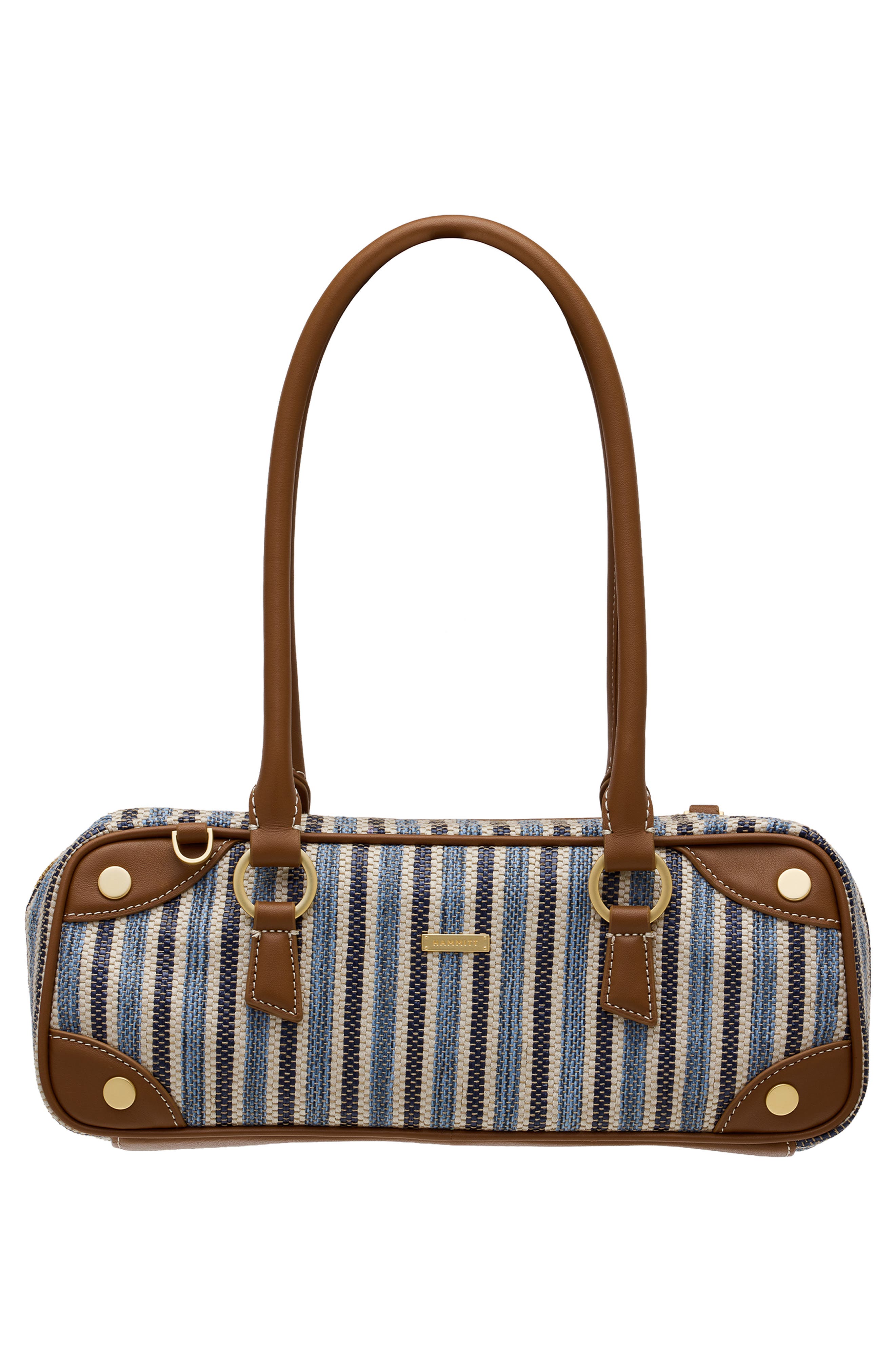 HAMMITT Small Meredith Leather Shoulder Bag, Alternate, color, Cabana Blue/ Brushed Gold