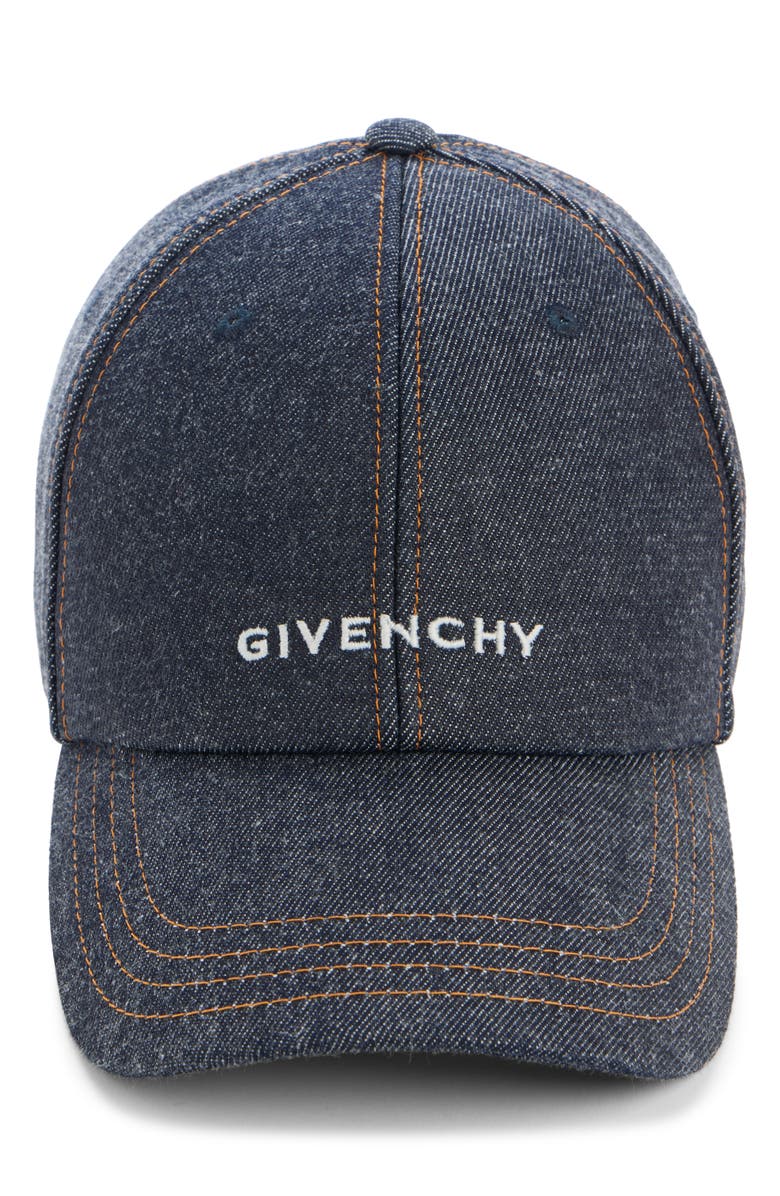 Givenchy Logo Embroidered Denim Adjustable Baseball Cap, Alternate, color, Indigo Blue