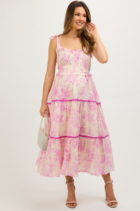 Floral Sleeveless Ruffle Tiered Midi Dress