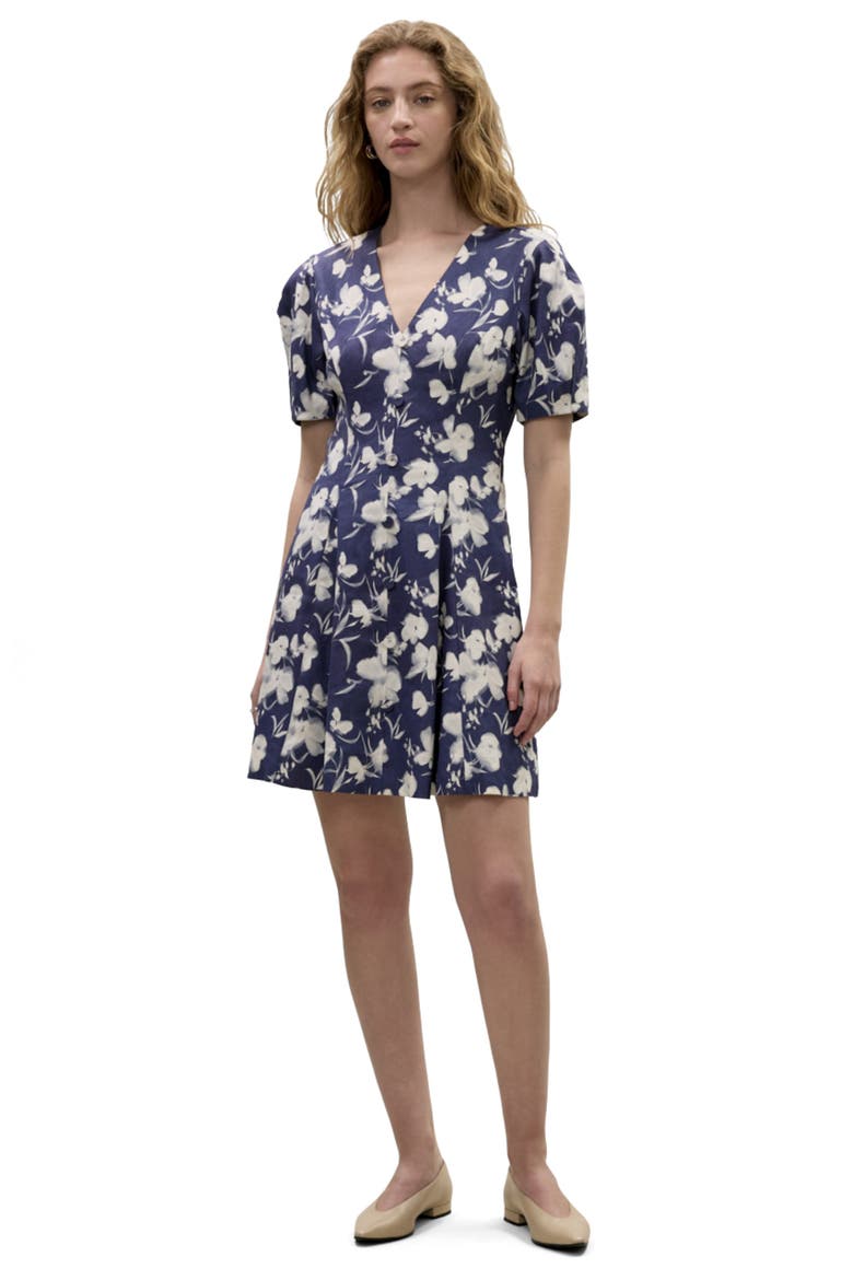 Bea Linen Mini Dress, Main, color, Navy Combo