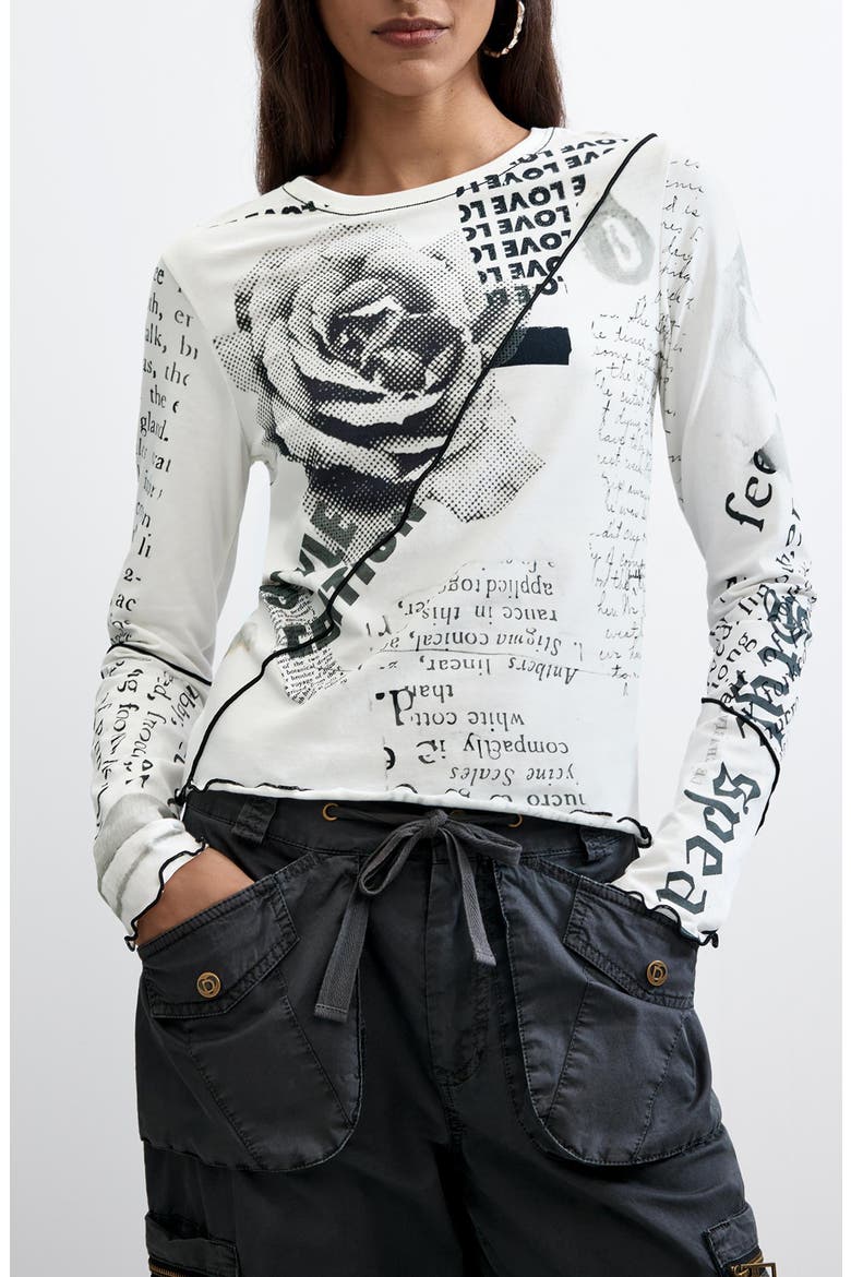 Graphic Long Sleeve T-Shirt, Main, color, WHITE